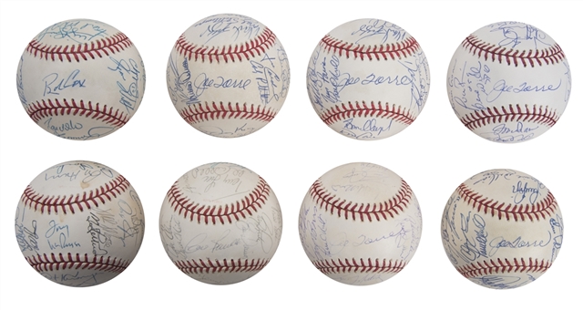 Lot of (8) World Series & Playoffs Team Signed Baseballs from 1990 to 2003 (Randolph LOA & JSA Auction LOA)